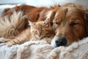 Friends of Animals in Need events photo - dog and cat snuggling